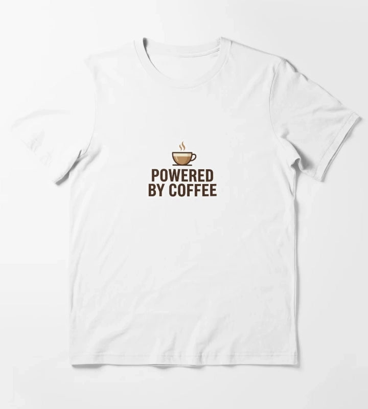 Powered by Coffee Cute Coffee Lover Sticker T-Shirt White