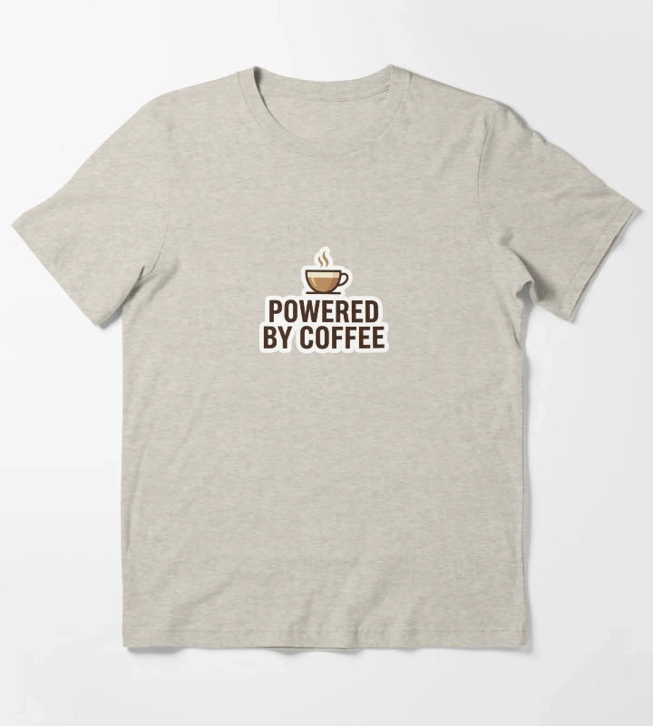 Powered by Coffee Cute Coffee Lover Sticker T-Shirt Cream