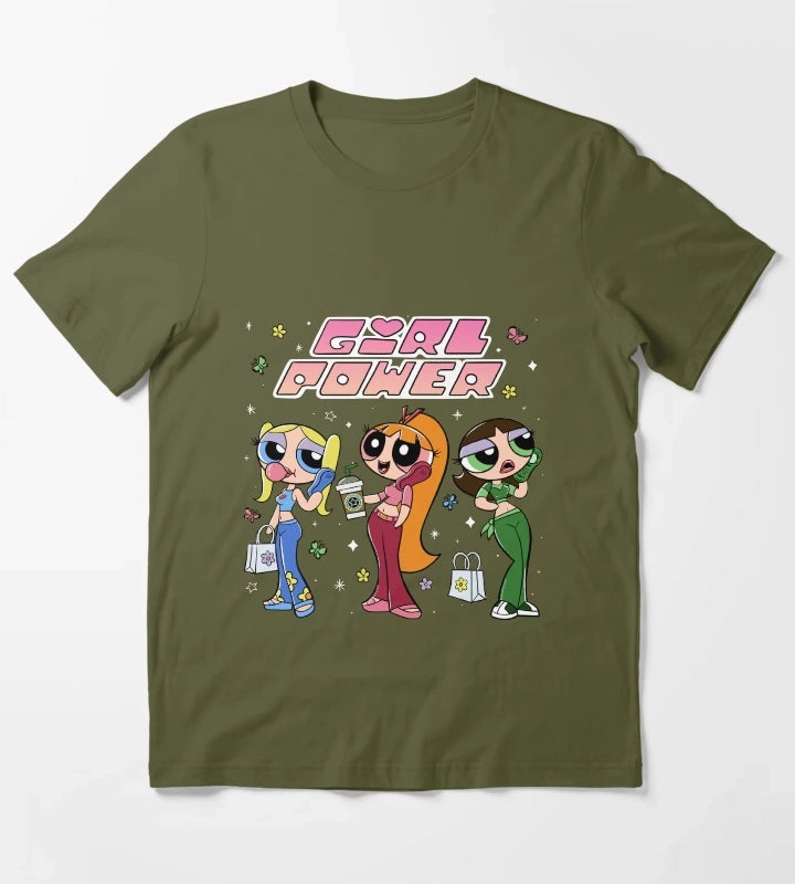 Powerpuff Girl Teens girl power T-Shirt Olive Green