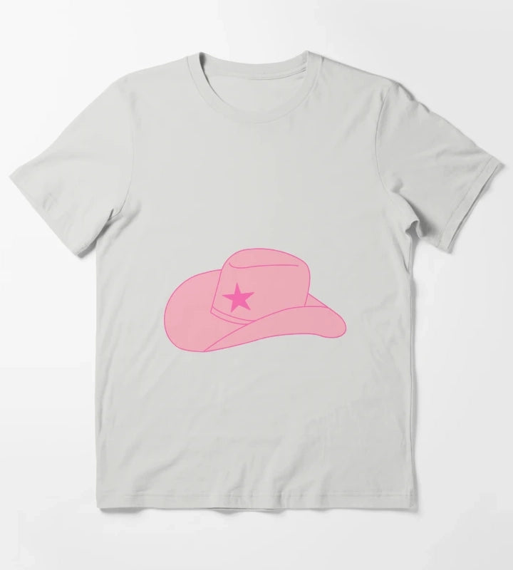 Preppy Cowgirl Hat T-Shirt Light Grey