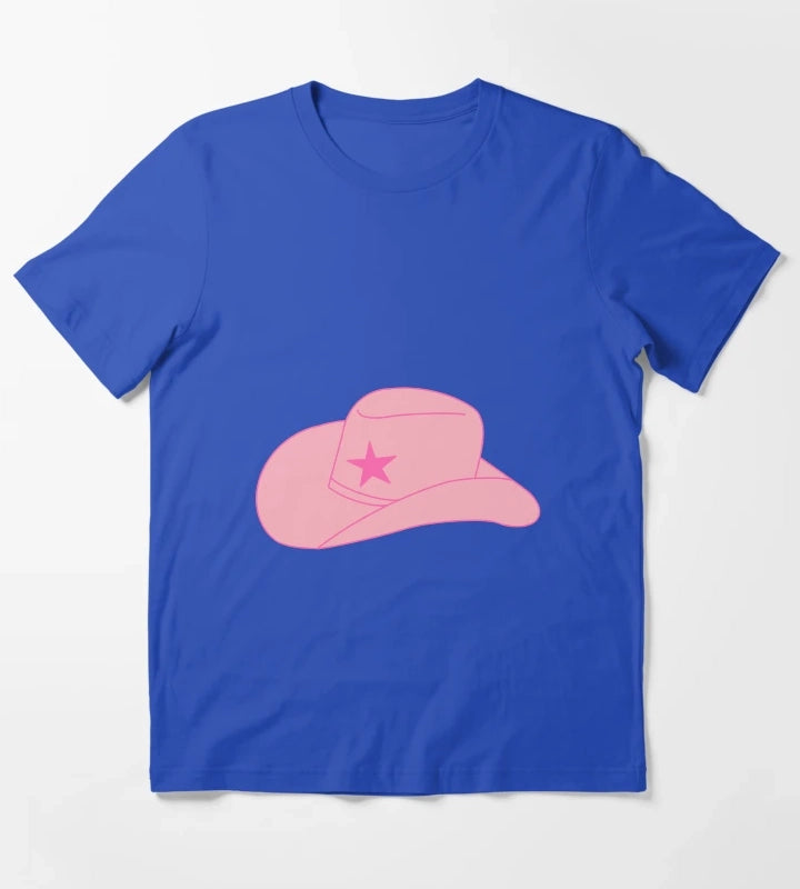 Preppy Cowgirl Hat T-Shirt Blue