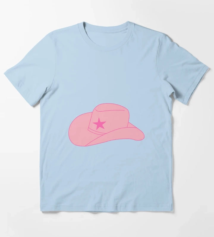 Preppy Cowgirl Hat T-Shirt Sky Blue