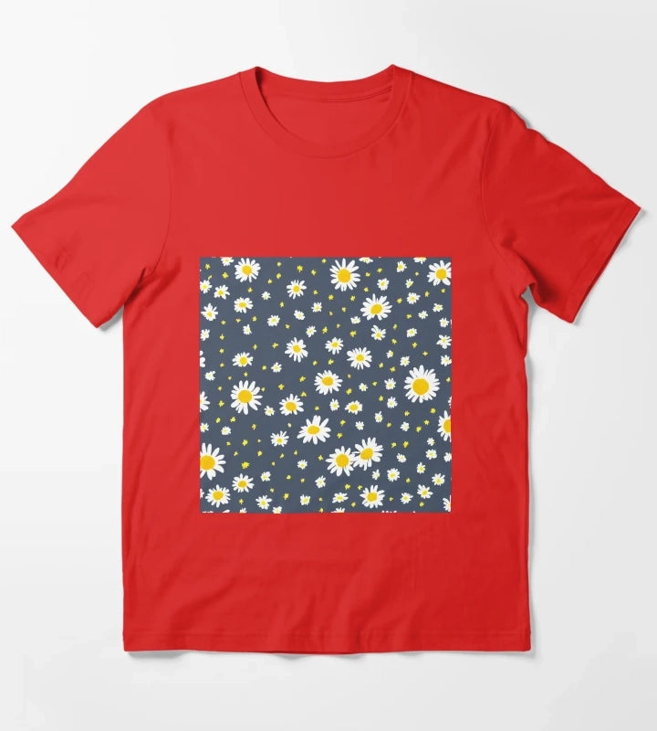 Pretty Daisy Pattern T-Shirt Red