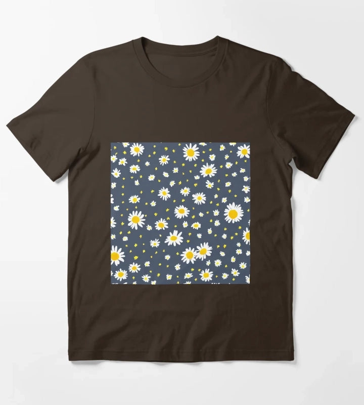 Pretty Daisy Pattern T-Shirt Brown