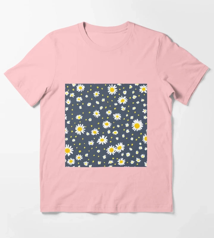 Pretty Daisy Pattern T-Shirt Dark Grey