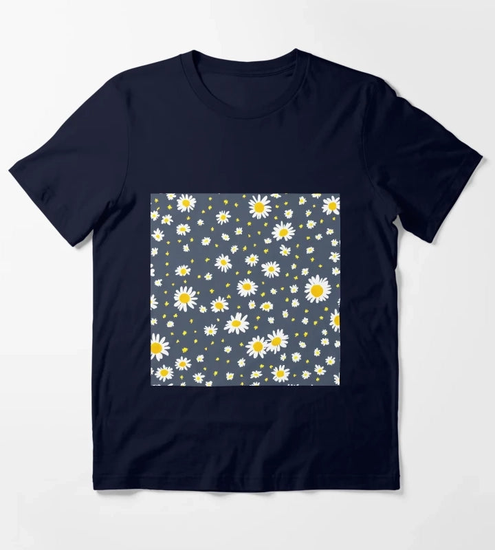 Pretty Daisy Pattern T-Shirt Navy