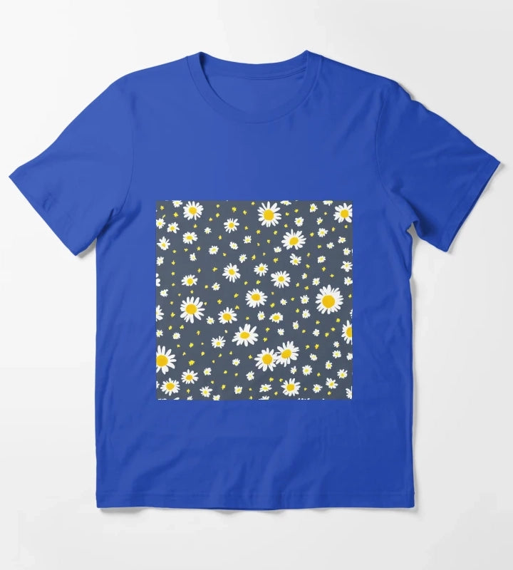 Pretty Daisy Pattern T-Shirt Blue
