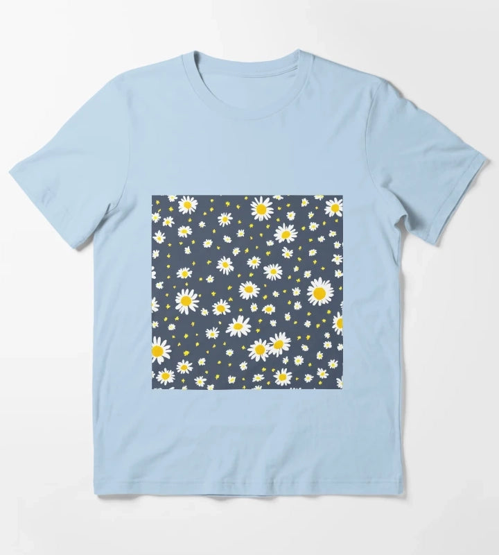 Pretty Daisy Pattern T-Shirt Sky Blue