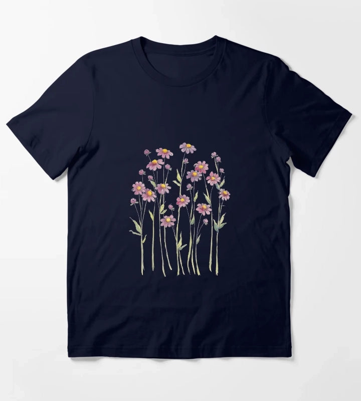 Pretty Mauve Daisies T-Shirt Navy