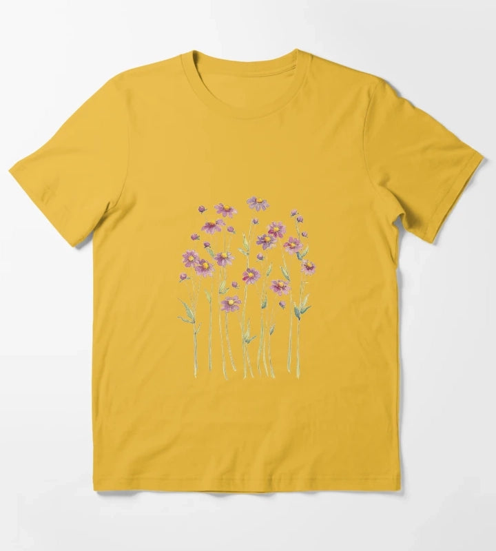 Pretty Mauve Daisies T-Shirt Yellow