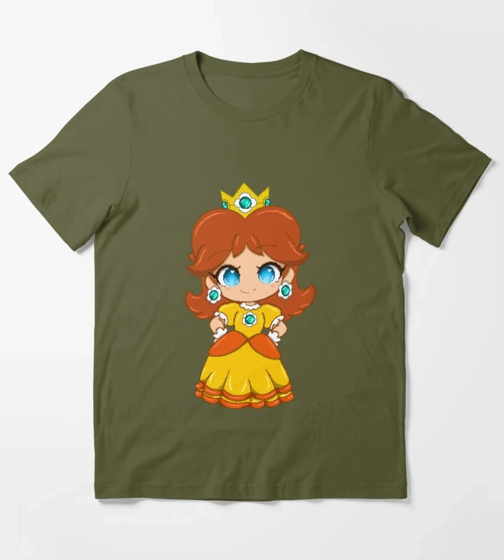 Princess Daisy chibi pixelart T-Shirt Olive Green