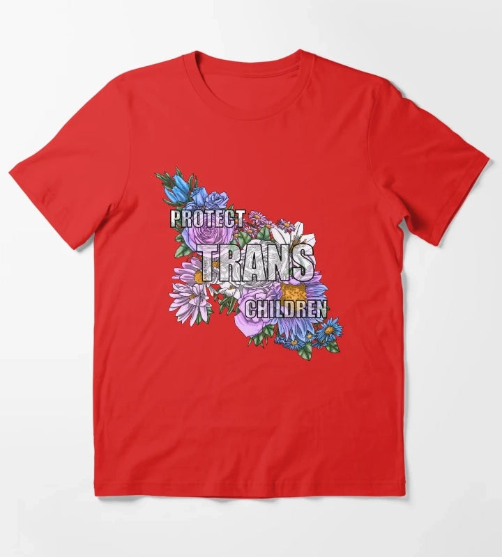 Protect Trans Children Flowers 2023 T-Shirt Red