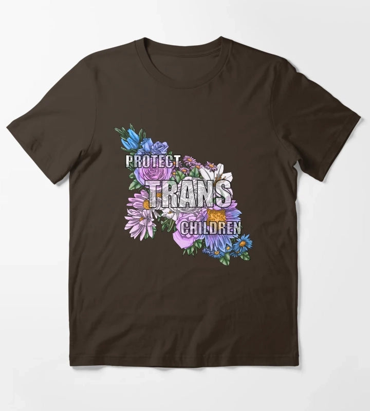 Protect Trans Children Flowers 2023 T-Shirt Brown