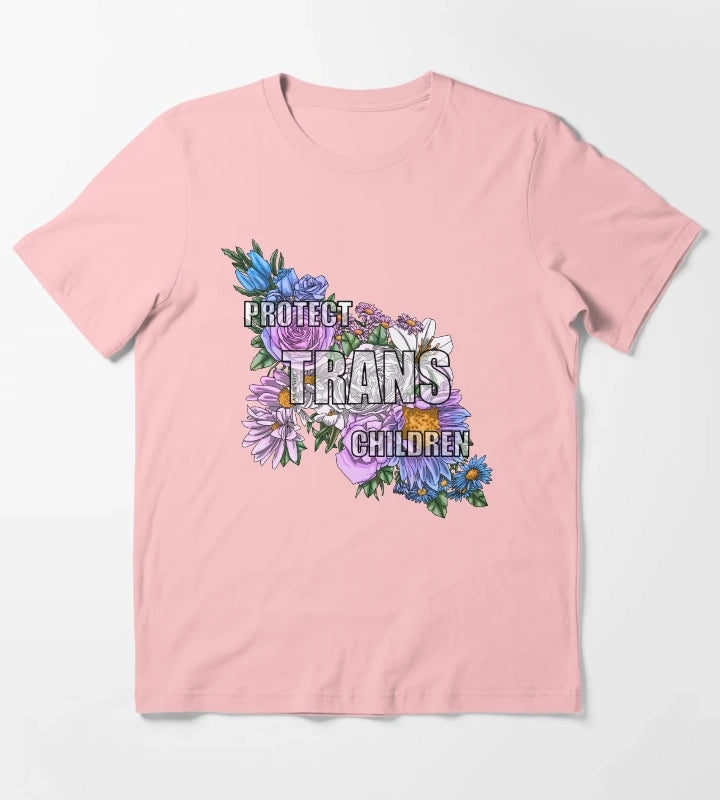 Protect Trans Children Flowers 2023 T-Shirt Dark Grey