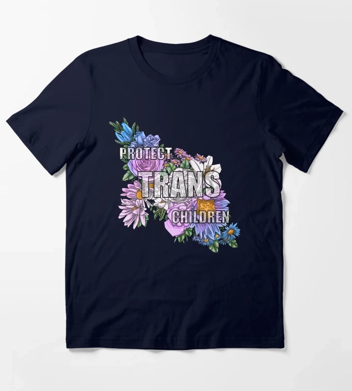 Protect Trans Children Flowers 2023 T-Shirt Navy