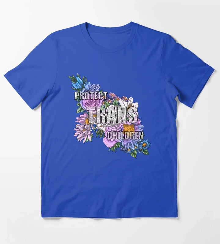Protect Trans Children Flowers 2023 T-Shirt Blue
