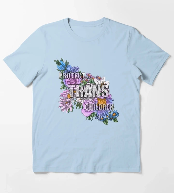 Protect Trans Children Flowers 2023 T-Shirt Sky Blue