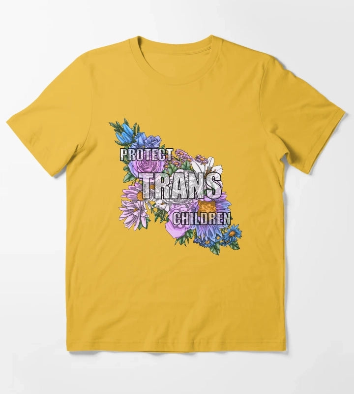 Protect Trans Children Flowers 2023 T-Shirt Yellow
