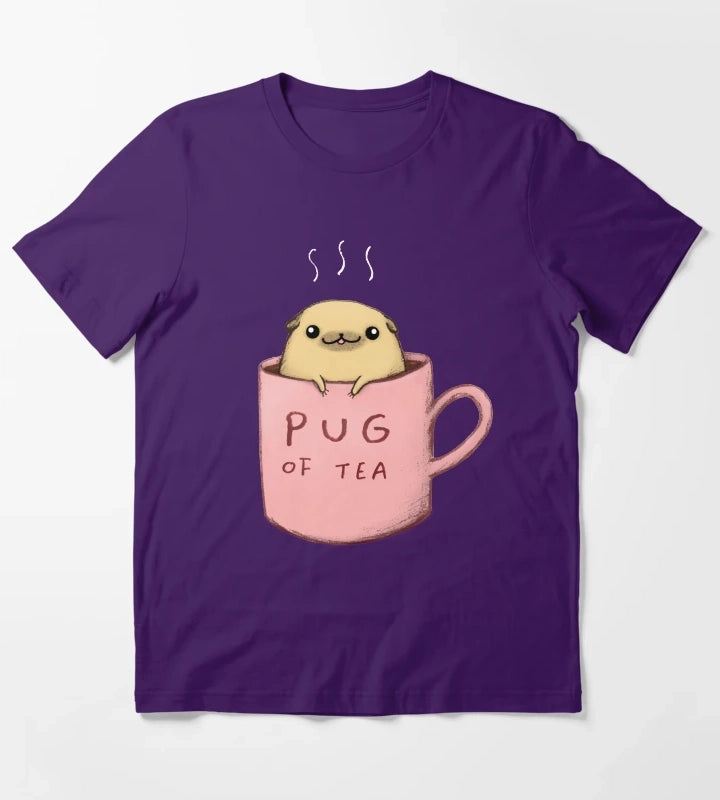 Pug of Tea T-Shirt Purple