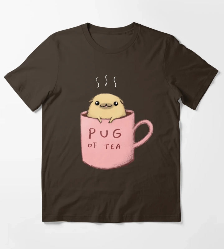 Pug of Tea T-Shirt Brown
