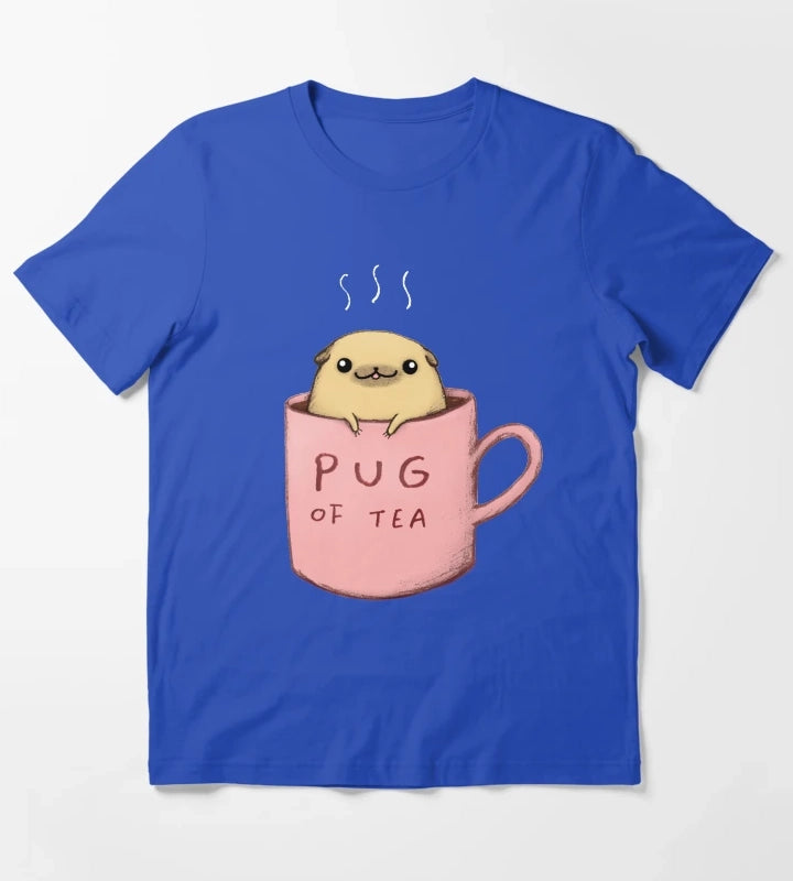 Pug of Tea T-Shirt Blue