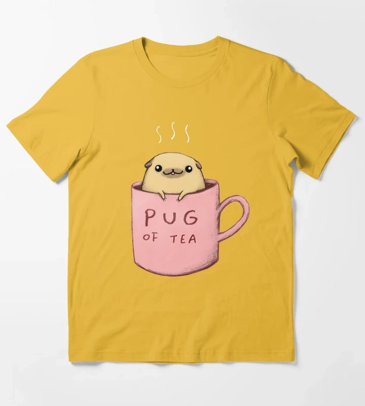 Pug of Tea T-Shirt Yellow