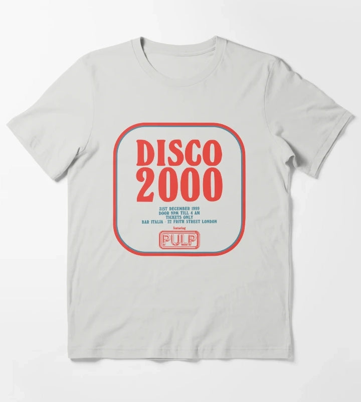 Pulp Disco 2000 Red and Blue T-Shirt Light Grey