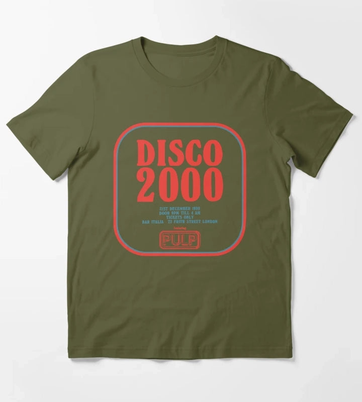 Pulp Disco 2000 Red and Blue T-Shirt Olive Green