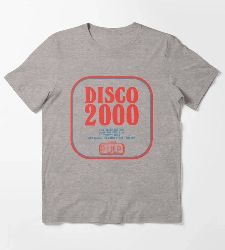 Pulp Disco 2000 Red and Blue T-Shirt Heather Grey