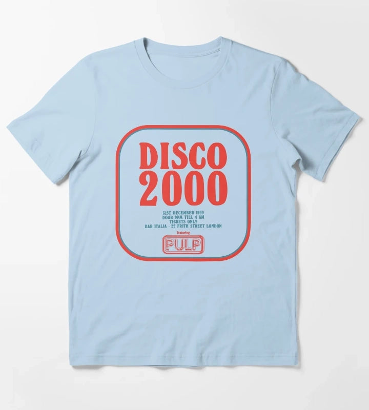 Pulp Disco 2000 Red and Blue T-Shirt Sky Blue