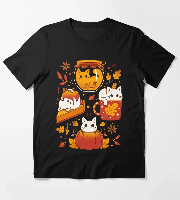 Pumpkin Party Kittens Fall Cats T-Shirt