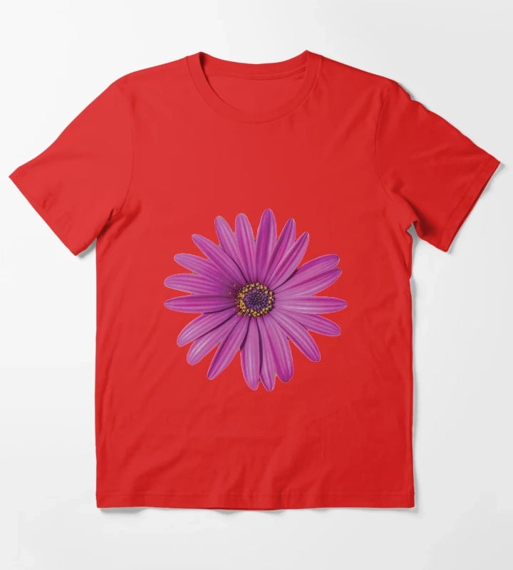 Purple African Daisy Petal Flower T-Shirt Red