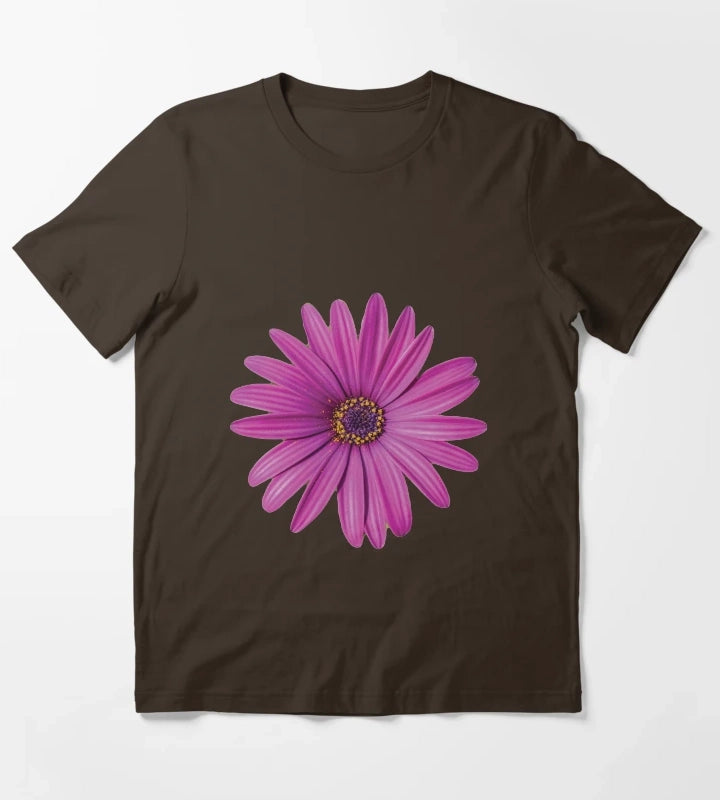Purple African Daisy Petal Flower T-Shirt Brown