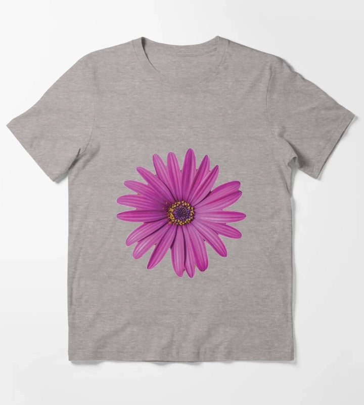 Purple African Daisy Petal Flower T-Shirt Heather Grey