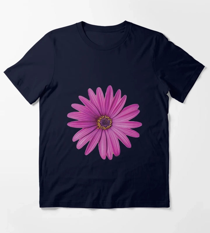 Purple African Daisy Petal Flower T-Shirt Navy