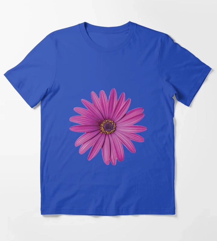 Purple African Daisy Petal Flower T-Shirt Blue