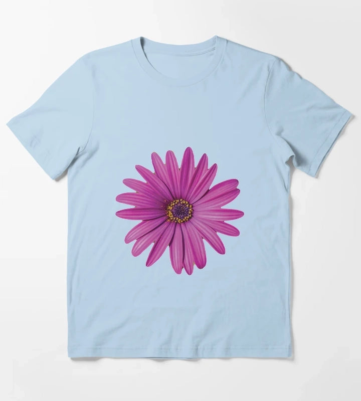 Purple African Daisy Petal Flower T-Shirt Sky Blue