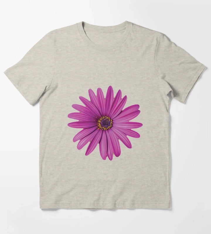 Purple African Daisy Petal Flower T-Shirt Cream