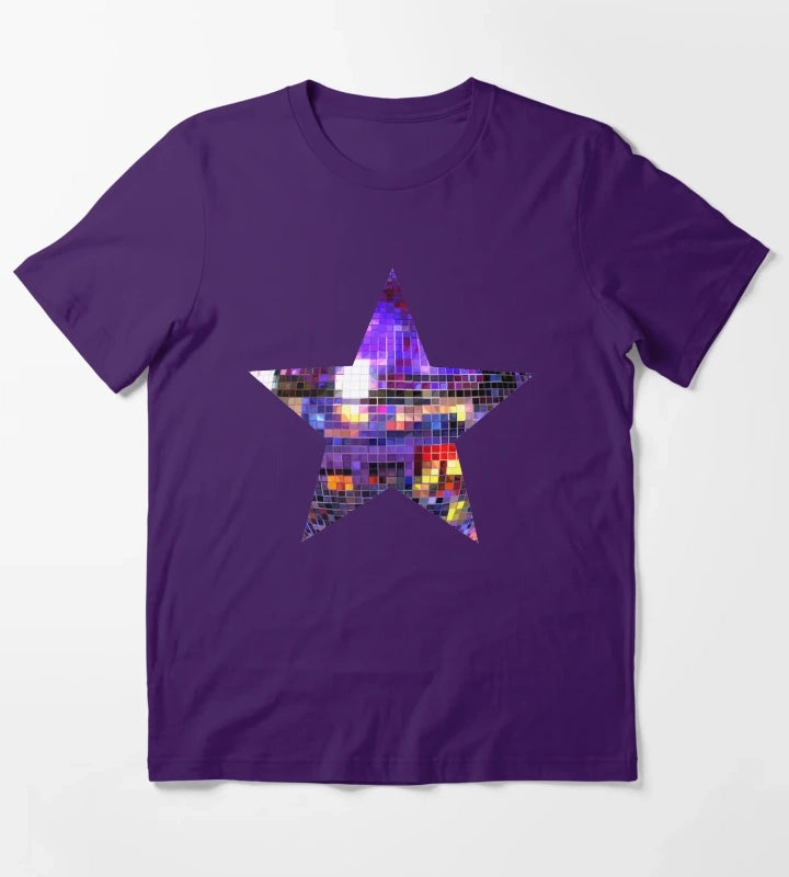 Purple Disco Ball Star T-Shirt Purple