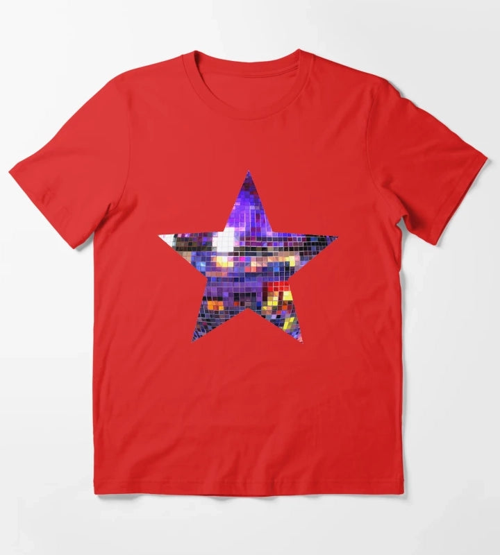 Purple Disco Ball Star T-Shirt Red