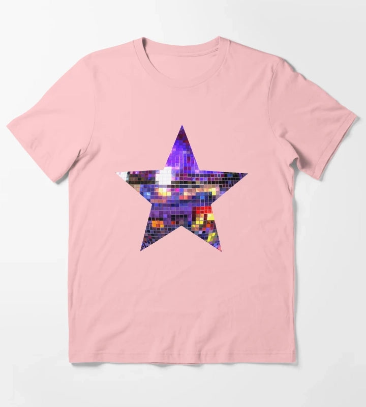 Purple Disco Ball Star T-Shirt Dark Grey