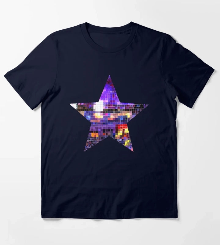 Purple Disco Ball Star T-Shirt Navy