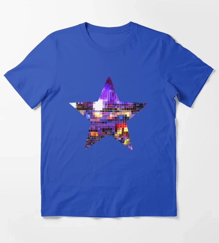 Purple Disco Ball Star T-Shirt Blue