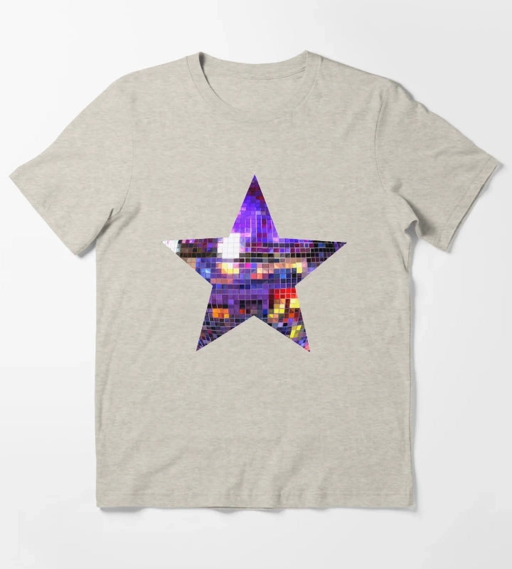Purple Disco Ball Star T-Shirt Cream