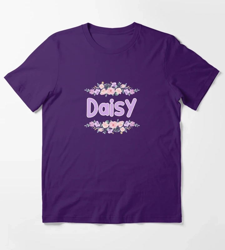 Purple Flower Daisy Name Label T-Shirt Purple