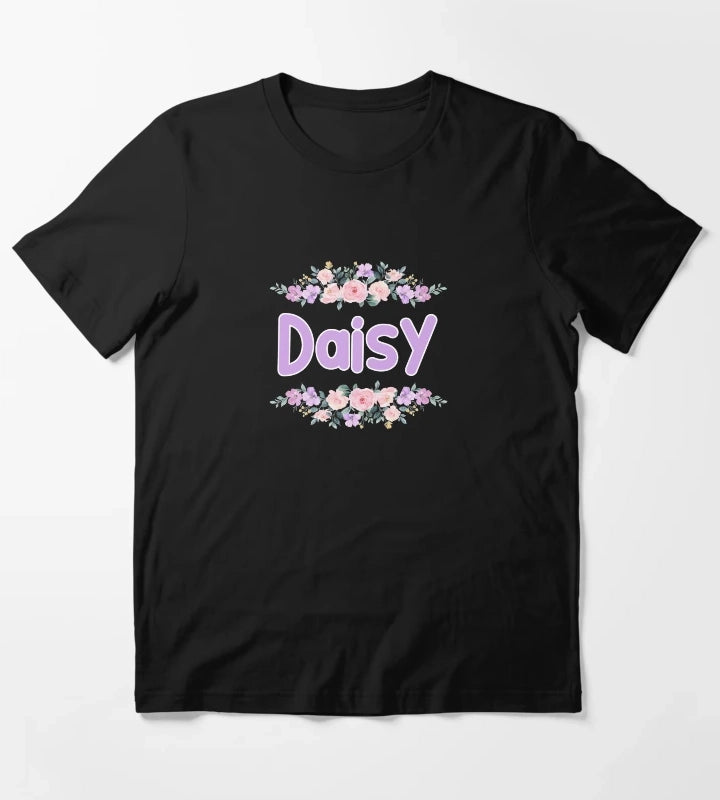 Purple Flower Daisy Name Label T-Shirt