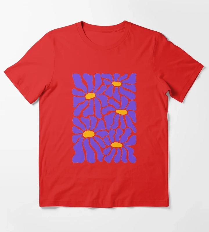 Purple Retro Daisies T-Shirt Red