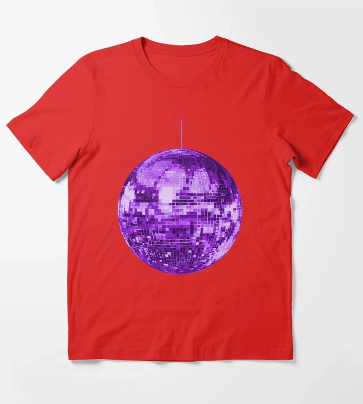 Purple Retro Disco Ball T-Shirt Red