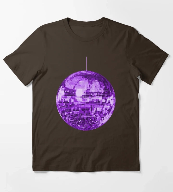 Purple Retro Disco Ball T-Shirt Brown