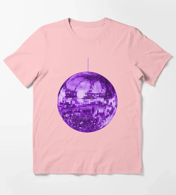 Purple Retro Disco Ball T-Shirt Dark Grey